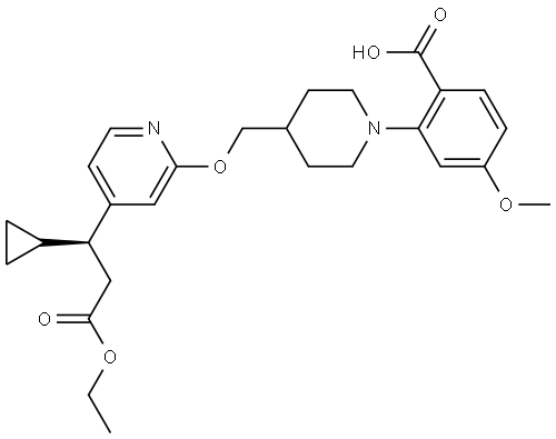 (S)-2-(4-(((4-(1-cyclopropyl-3-ethoxy-3-oxopropyl)pyridin-2-yl)oxy)methyl)piperidin-1-yl)-4-methoxybenzoic acid